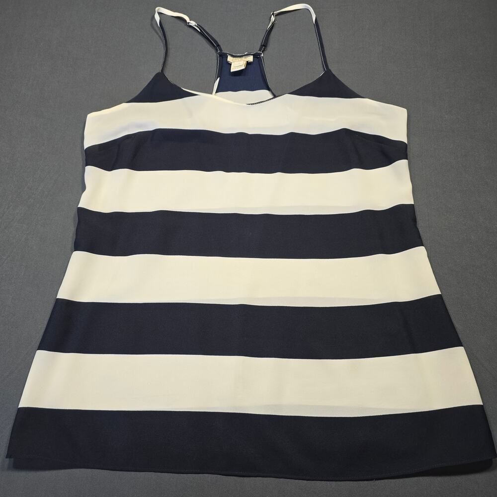 J Crew Blue White Stripe Tank Sheer Racerback Adjustable Straps Women Size 4 Top